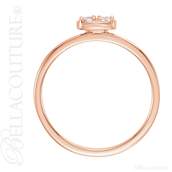 (NEW) BELLA COUTURE Le ROSA Fine Elegant 1/4 CT Diamond 14k Rose Gold Ring