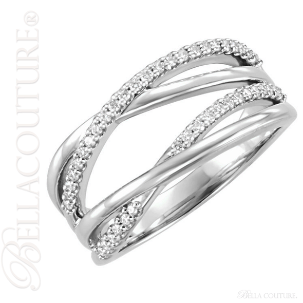 (NEW) BELLA COUTURE ALIA Fine Diamond Organic Woven 14k White Gold Ring