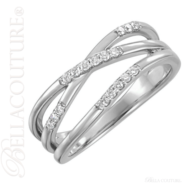 (NEW) BELLA COUTURE CARINGTON Fine Diamond Organic Woven 14k White Gold Ring