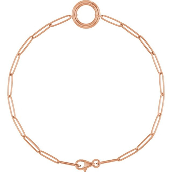 (NEW) BELLA COUTURE® COVENTRY 14K ROSE GOLD OVAL CHAIN CHARM & PENDANT HOLDER BRACELET (7" / 6.5" Adjustable)