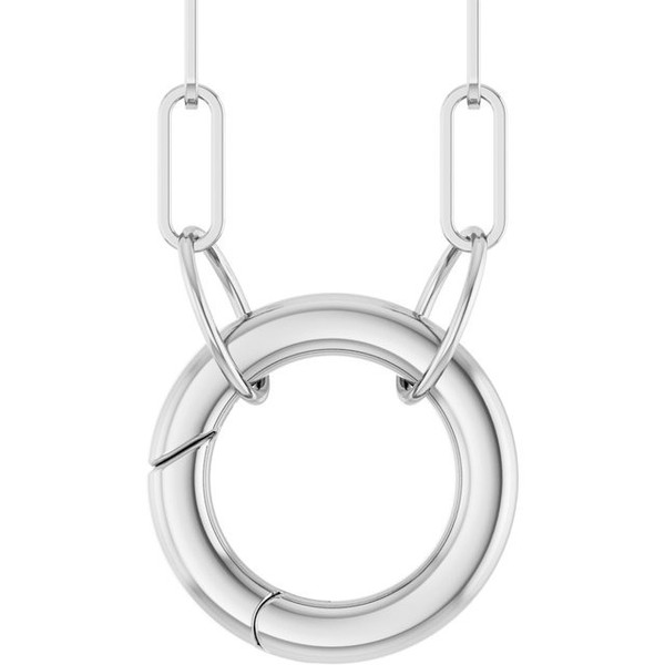 (NEW) BELLA COUTURE® COVENTRY 14K WHITE GOLD OVAL CHAIN CHARM & PENDANT HOLDER BRACELET (7" / 6.5" Adjustable)