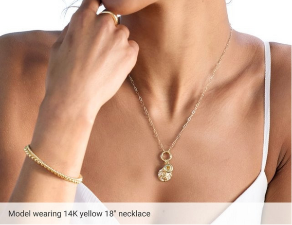 (NEW) BELLA COUTURE® COVENTRY 14K YELLOW GOLD OVAL CHAIN CHARM & PENDANT HOLDER NECKLACE (18")