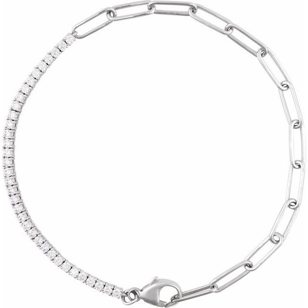 (NEW) BELLA COUTURE® LeDIOR NOIR 1.5CT ROUND DIAMOND 14K WHITE GOLD LINE TENNIS LINK CHAIN BRACELET (7.5", 7", 6.5")