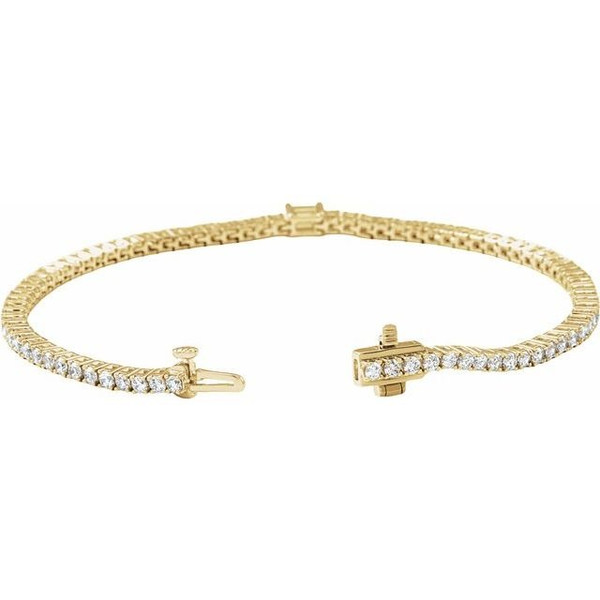(NEW) BELLA COUTURE® LeDIOR NOIR 3.25CT BAGUETTE DIAMOND 14K YELLOW GOLD LINE TENNIS LINK CHAIN BRACELET (7")