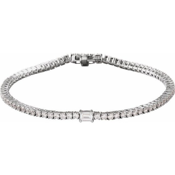 (NEW) BELLA COUTURE® LeDIOR NOIR 3.25CT BAGUETTE DIAMOND 14K WHITE GOLD LINE TENNIS LINK CHAIN BRACELET (7")