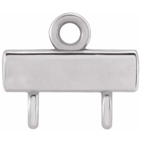 Gold Bar 1 x 2 Loop Connector Link - 18K White Gold - Small 6.5MM Width (1 Piece) (Earrings, Bracelet, Necklace)