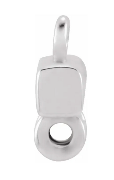 Gold Bar 1 x 2 Loop Connector Link - 14K White Gold - Small 6.5MM Width (1 Piece) (Earrings, Bracelet, Necklace)