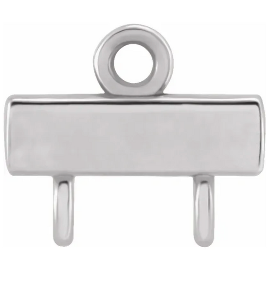 Gold Bar 1 x 2 Loop Connector Link - 14K White Gold - Small 6.5MM Width (1 Piece) (Earrings, Bracelet, Necklace)