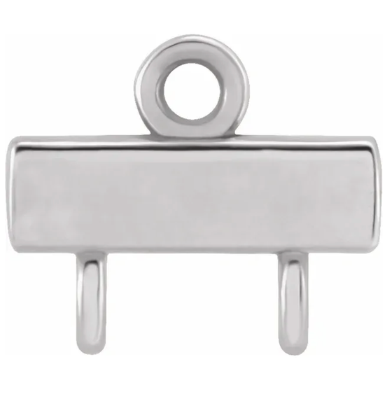 Platinum Bar 1 x 2 Loop Connector Link - Platinum - Small 6.5MM Width (1 Piece) (Earrings, Bracelet, Necklace)