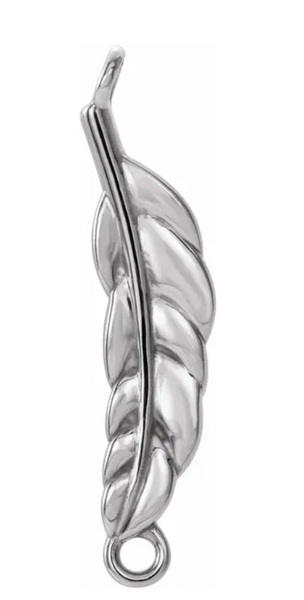 Platinum Leaf Bar 1 x 2 Loop Connector Link - Platinum - Small 6.5MM Width (1 Piece) (Earrings, Bracelet, Necklace)