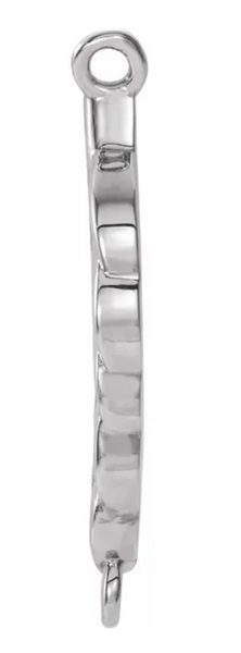 Gold Leaf Bar 1 x 2 Loop Connector Link - 18K White Gold - Small 6.5MM Width (1 Piece) (Earrings, Bracelet, Necklace)