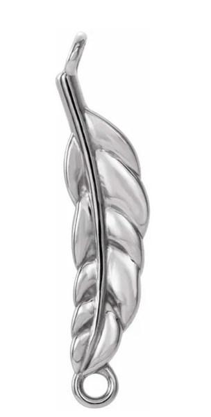 Gold Leaf Bar 1 x 2 Loop Connector Link - 18K White Gold - Small 6.5MM Width (1 Piece) (Earrings, Bracelet, Necklace)