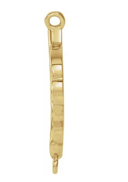 Gold Leaf Bar 1 x 2 Loop Connector Link - 14K Yellow Gold - Small 6.5MM Width (1 Piece) (Earrings, Bracelet, Necklace)