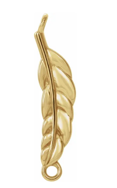 Gold Leaf Bar 1 x 2 Loop Connector Link - 14K Yellow Gold - Small 6.5MM Width (1 Piece) (Earrings, Bracelet, Necklace)