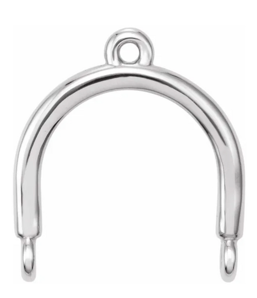 Gold Mobile Bar 1 x 2 Loop Connector Link - 18K White Gold - Small 6.5MM Width (1 Piece) (Earrings, Bracelet, Necklace)
