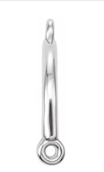 Gold Mobile Bar 1 x 2 Loop Connector Link - 18K White Gold - Small 6.5MM Width (1 Piece) (Earrings, Bracelet, Necklace)