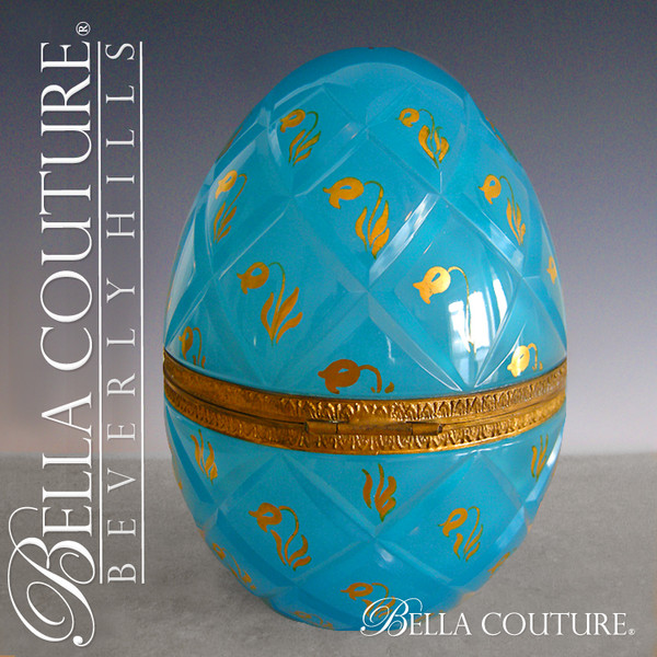 SALE PENDING - ANTIQUE Rarest Pristine Huge Palais Royal 1850 French Opaline Glass Diamond Faceted Gilt Ormolu Biscuit Jar Egg Box... Finest!