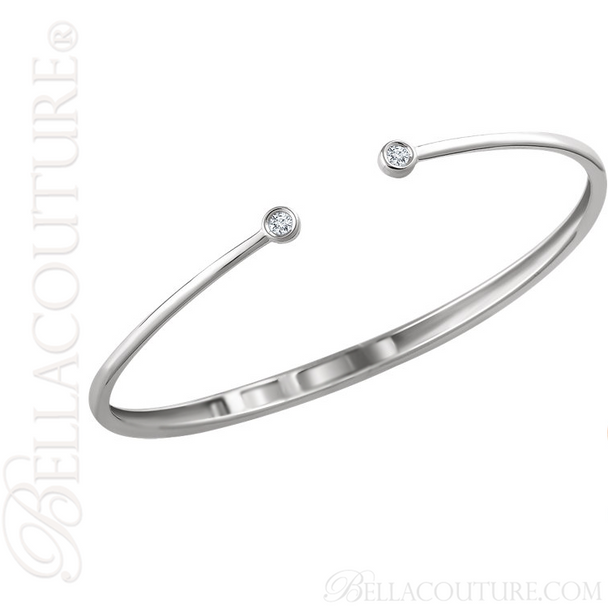 (NEW) BELLA COUTURE CORINA Gorgeous Diamond Fancy Hinged 14K White Gold Cuff Bracelet (1/6 CT. TW.)