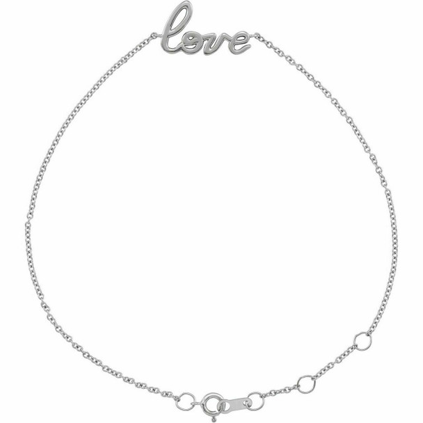 (NEW) BELLA COUTURE Love Collection Platinum™ Script Chain Bracelet (7.5", 7", 6.5" Adjustable Length)