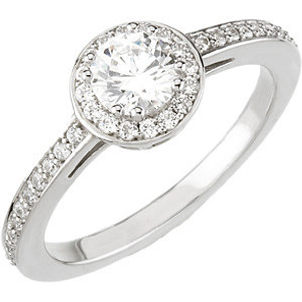 (NEW) BELLA COUTURE 3/4 CT DIAMOND 14K WHITE GOLD HALO ENGAGEMENT / ANNIVERSARY RING