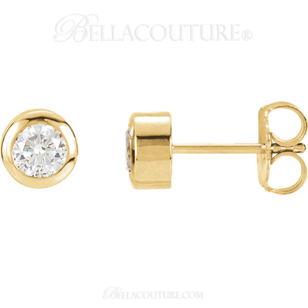 (NEW) Bella Couture Fine 1/3 CT Diamond 14k Yellow Gold Classic Stud Earrings