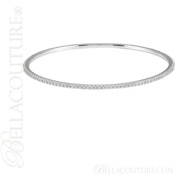 (NEW) BELLA COUTURE STACKABLE FINE PAVE' DIAMOND 14K WHITE GOLD BRACELET (2 CT. TW.) 8" INCHES