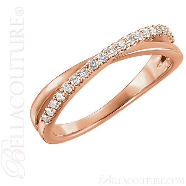 (NEW) BELLA COUTURE GENA Fine Gorgeous Diamond Criss Cross 14K Rose Gold Ring (1/5 CT. TW.)