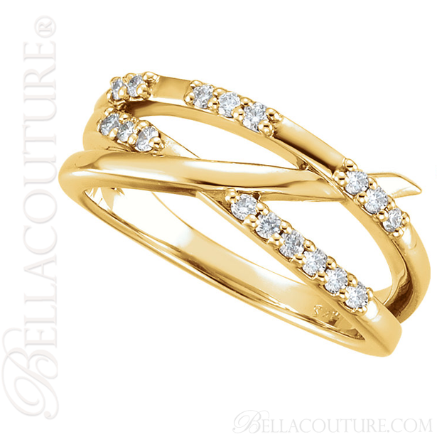 (NEW) BELLA COUTURE VIOLA II Fine Gorgeous Diamond Organic Woven Criss Cross 14K Rose Gold Ring