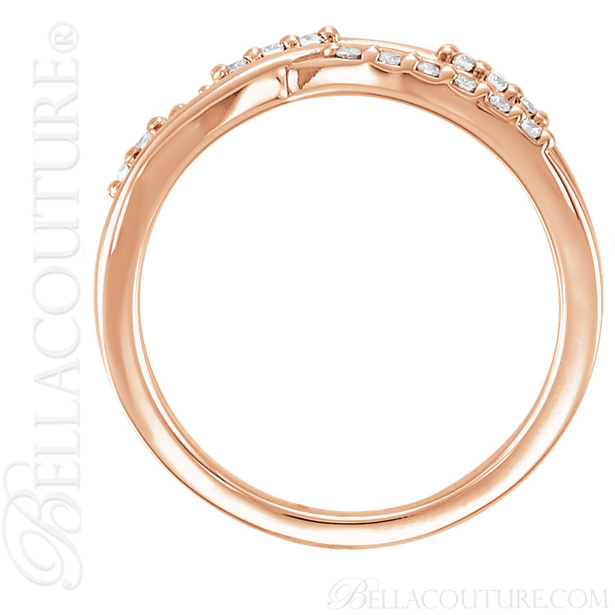 (NEW) BELLA COUTURE VIOLA II Fine Gorgeous Diamond Organic Woven Criss Cross 14K Rose Gold Ring