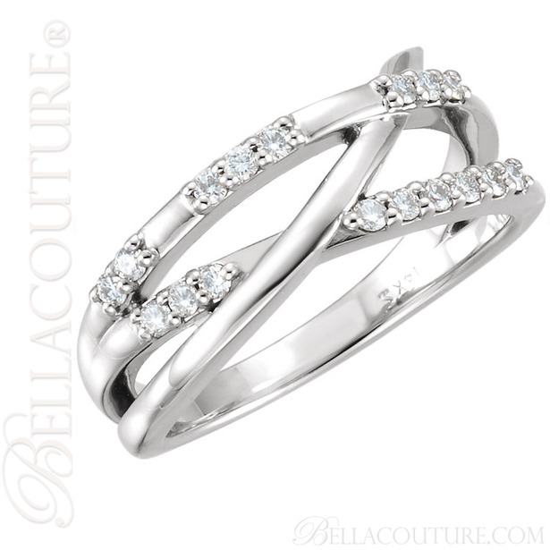 (NEW) BELLA COUTURE VIOLA II Fine Gorgeous Diamond Organic Woven Criss Cross 14K Rose Gold Ring
