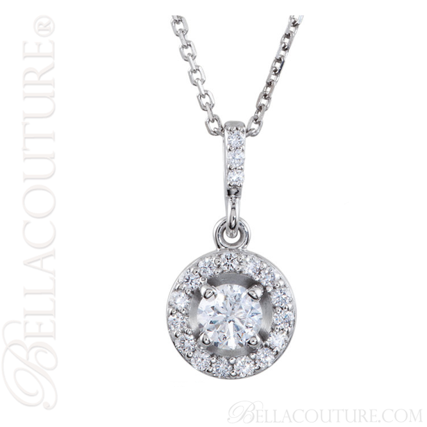 (NEW) BELLA COUTURE HALO Gorgeous Fine Diamond 14K Yellow Gold Necklace (18" in Length)(1/2 CT. TW.)