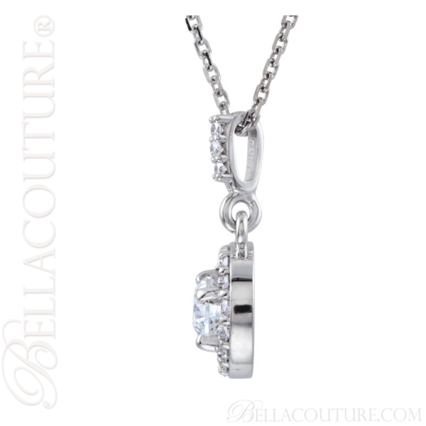 (NEW) BELLA COUTURE HALO Gorgeous Fine Diamond 14K Yellow Gold Necklace (18" in Length)(1/2 CT. TW.)