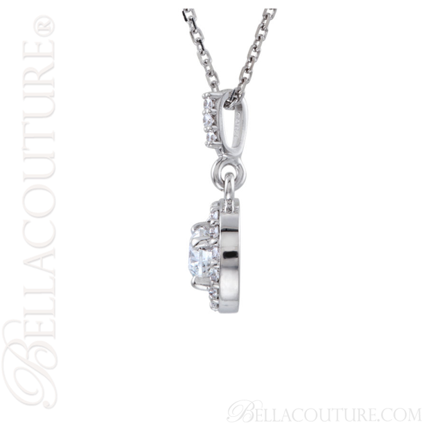 (NEW) BELLA COUTURE HALO Gorgeous Fine Diamond 14K Yellow Gold Necklace (18" in Length)(1/2 CT. TW.)