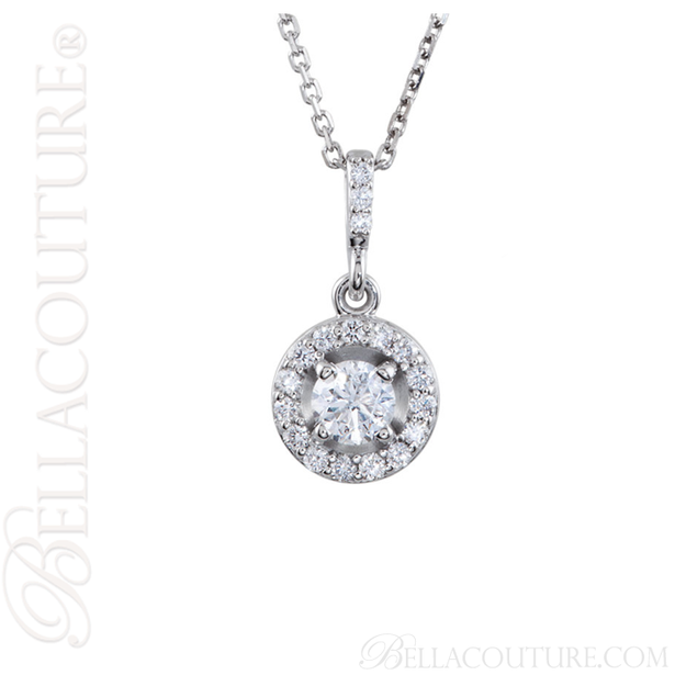 (NEW) BELLA COUTURE HALO Gorgeous Fine Diamond 14K Yellow Gold Necklace (18" in Length)(1/2 CT. TW.)