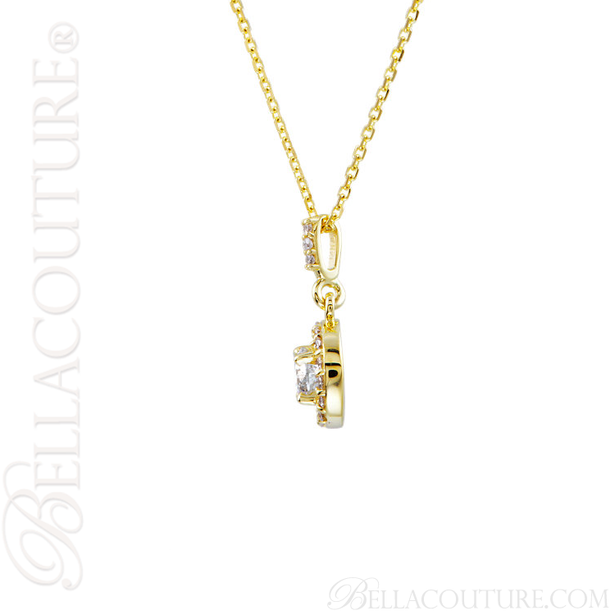 (NEW) BELLA COUTURE HALO Gorgeous Fine Diamond 14K Yellow Gold Necklace (18" in Length)(1/2 CT. TW.)