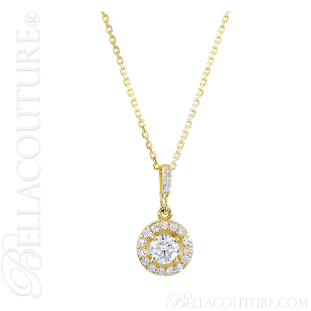 (NEW) BELLA COUTURE HALO Gorgeous Fine Diamond 14K Yellow Gold Necklace (18" in Length)(1/2 CT. TW.)