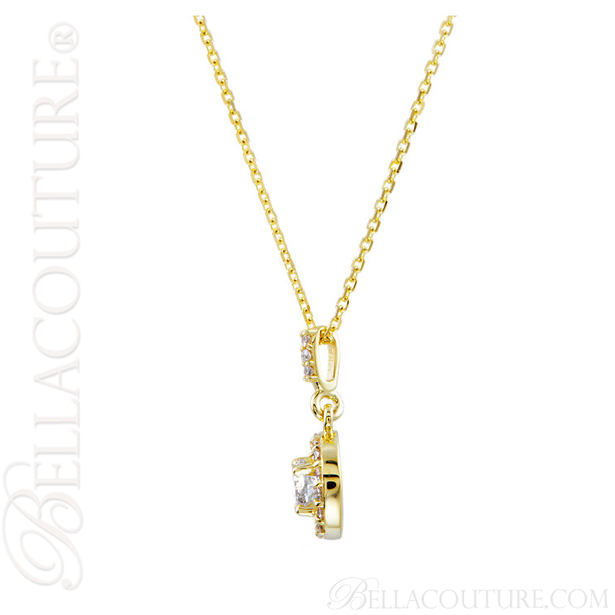 (NEW) BELLA COUTURE HALO Gorgeous Fine Diamond 14K Yellow Gold Necklace (18" in Length)(1/2 CT. TW.)