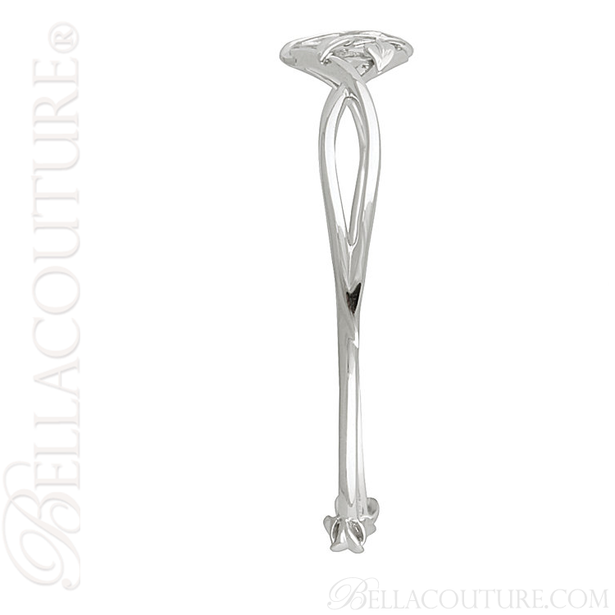 (NEW) BELLA COUTURE FINE ELEGANT SCULPTED LEAF PAVE' DIAMOND 14K WHITE GOLD CUFF BRACELET (ADJUSTABLE)
