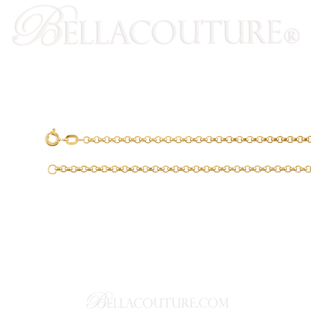 (NEW) BELLA COUTURE Fine (16") 14K Solid Yellow Gold Rolo Necklace Chain (2MM Width)