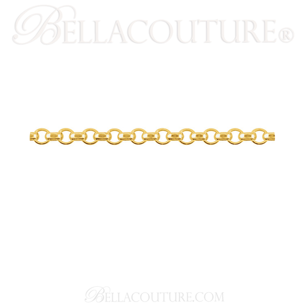 (NEW) BELLA COUTURE Fine (16") 14K Solid Yellow Gold Rolo Necklace Chain (2MM Width)