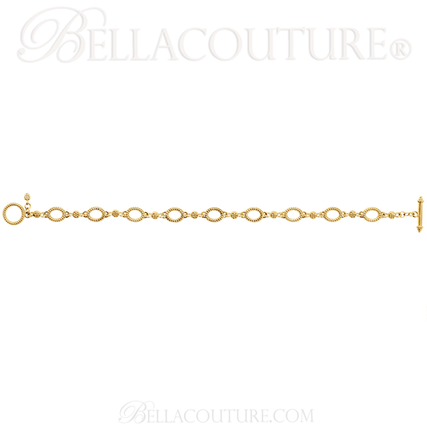 (NEW) BELLA COUTURE ETRUSCAN COLLECTION Fine 14K Solid Yellow Gold Chain Toggle Dangle Drop Accent Bracelet