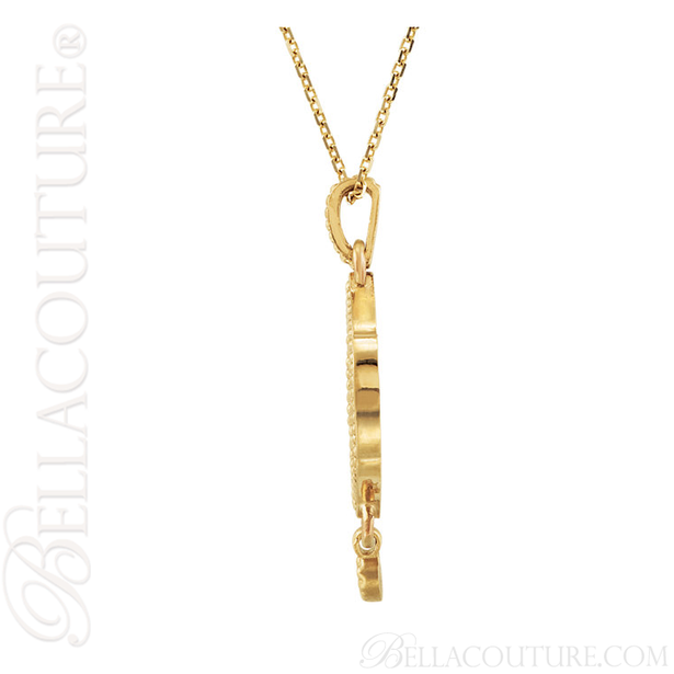 (NEW) BELLA COUTURE ETRUSCAN COLLECTION Fine 14K Solid Yellow Gold Chain Dangle Drop Accent Necklace