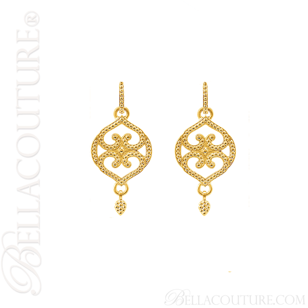 (NEW) BELLA COUTURE ETRUSCAN COLLECTION Fine Elegant 14K Yellow Gold Dangle Drop Earrings