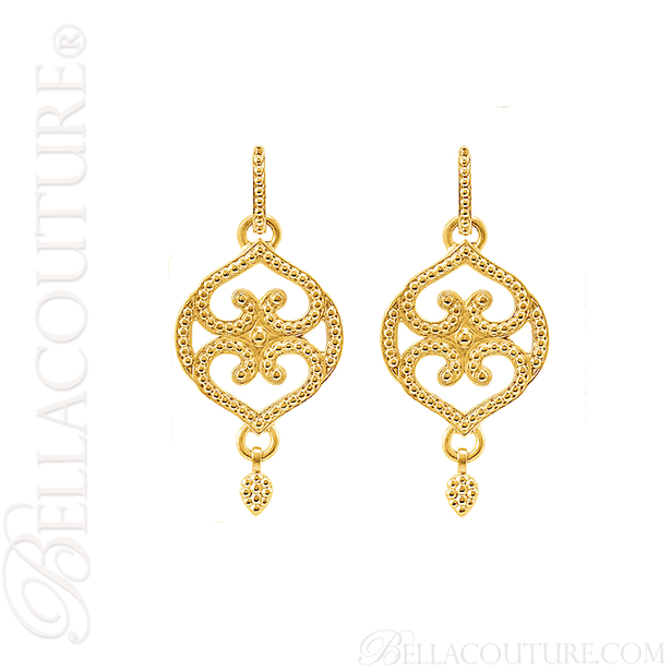 (NEW) BELLA COUTURE ETRUSCAN COLLECTION Fine Elegant 14K Yellow Gold Dangle Drop Earrings