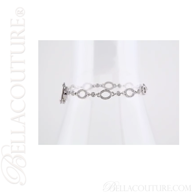 (NEW) BELLA COUTURE ETRUSCAN COLLECTION Fine 14K Solid White Gold Chain Toggle Dangle Drop Accent Bracelet