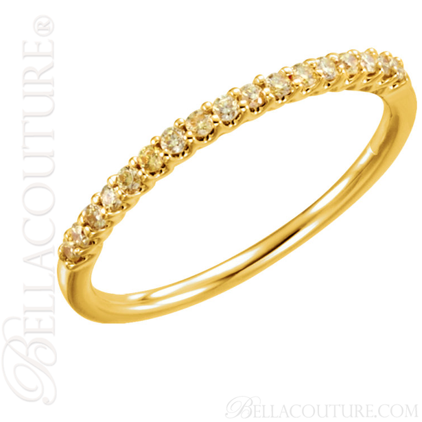 (NEW) BELLA COUTURE RENNA Fine Genuine Yellow Diamond 14K Yellow Gold Stackable Ring (1/6 CT. TW.)