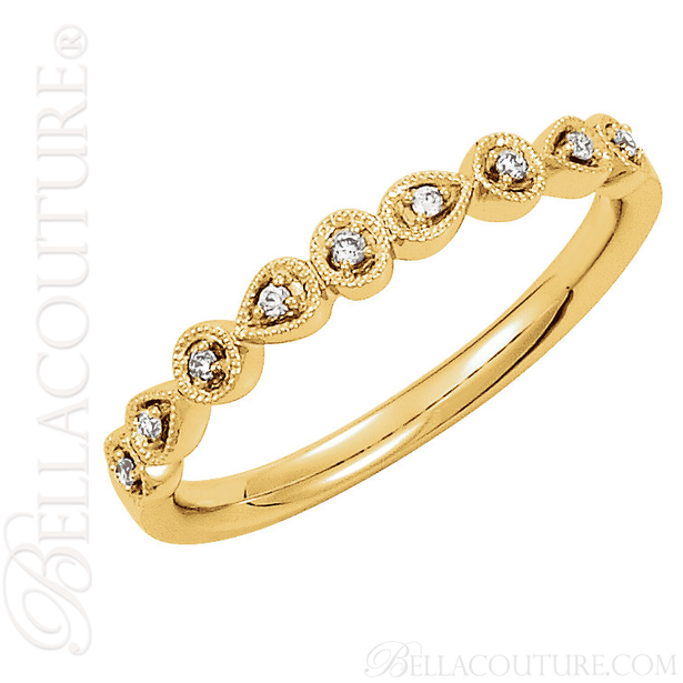 (NEW) BELLA COUTURE SOSA III Fine Diamond 14K Yellow Gold Stackable Ring