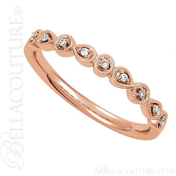 (NEW) BELLA COUTURE SOSA III Fine Diamond 14K Rose Gold Stackable Ring