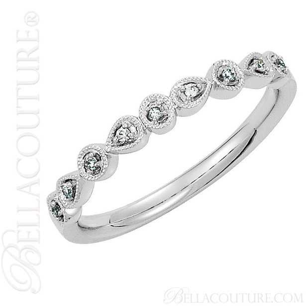 (NEW) BELLA COUTURE SOSA III Fine Diamond 14K White Gold Stackable Ring