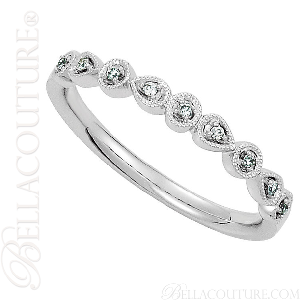 (NEW) BELLA COUTURE SOSA III Fine Diamond 14K White Gold Stackable Ring
